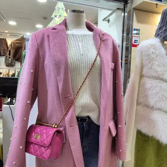 [BUNJANG] Pearl Accent Pink Wool Jacket 40 Percent Off / [매장정리] 진주 포인트 핑크 울자켓 40%할인