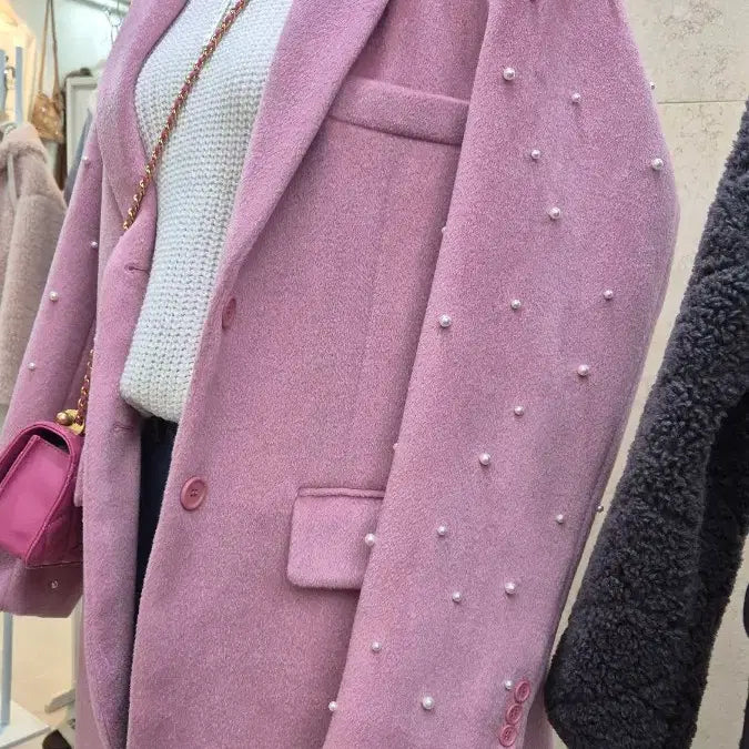 [BUNJANG] Pearl Accent Pink Wool Jacket 40 Percent Off / [매장정리] 진주 포인트 핑크 울자켓 40%할인