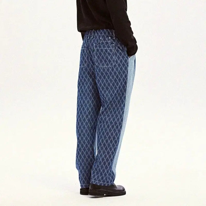 [BUNJANG] Karacter Patterned Denim Pants / karacter 카락터 패턴 배색 데님 바지 2사이즈 미개봉 새상품