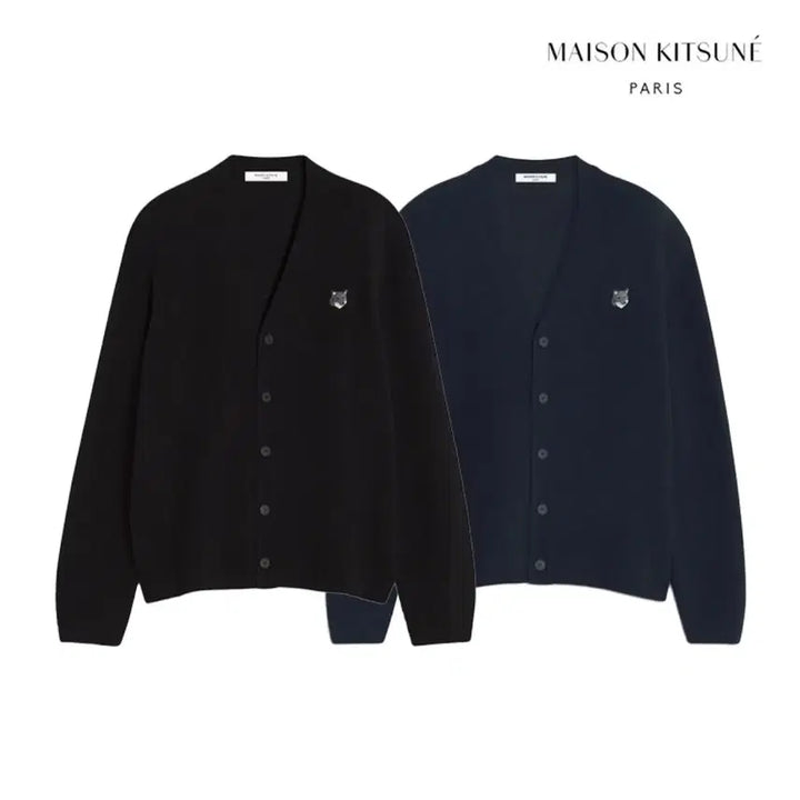 [BUNJANG] Maison Kitsune Gray Fox Patch Cardigan / 메종키츠네 그레이 폭스 패치 가디건 블랙/네이비