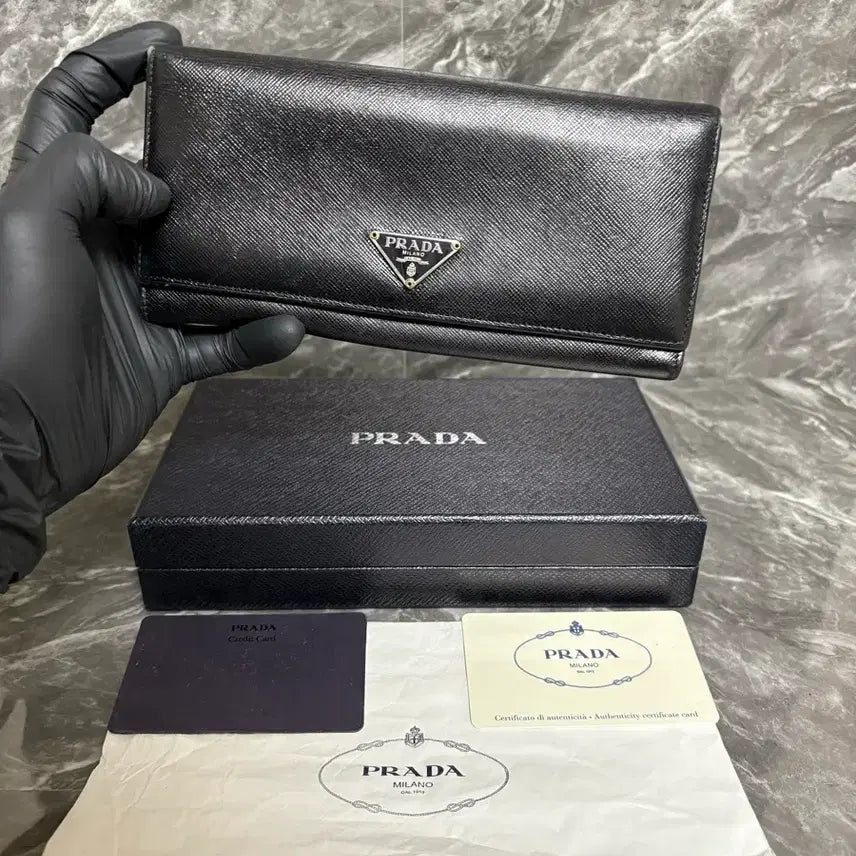 [BUNJANG] Prada Saffiano Triangle Logo Long Wallet / 프라다 사피아노 트라이앵글 삼각로고 장지갑
