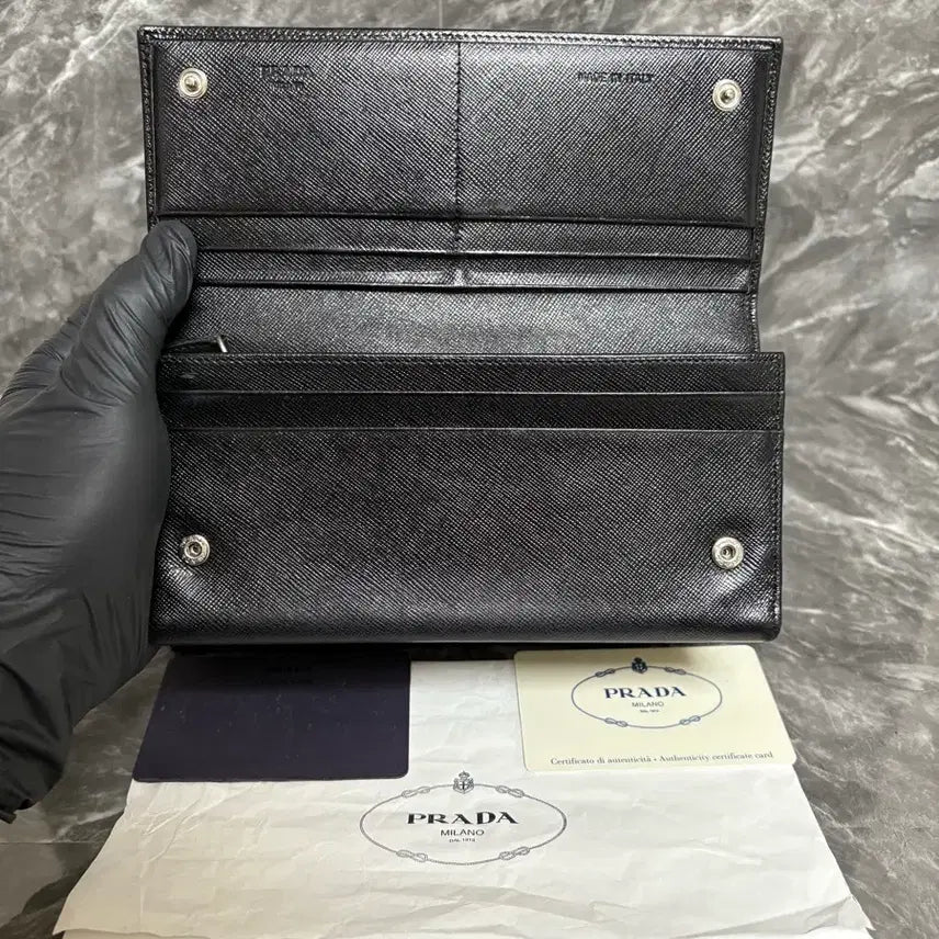 [BUNJANG] Prada Saffiano Triangle Logo Long Wallet / 프라다 사피아노 트라이앵글 삼각로고 장지갑