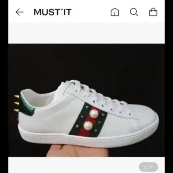 [BUNJANG] Gucci Ace Pearl Studded Sneakers / 구찌 진주 스터드 에이스 스니커즈