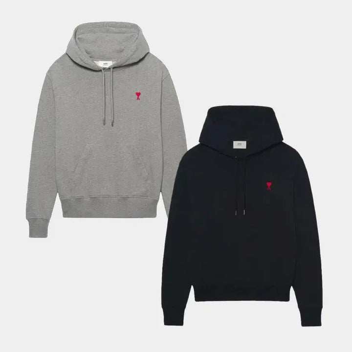 [BUNJANG] BTS Small Heart Logo Hoodie (Gray/Black) / 아미 스몰 하트 로고 후드티 그레이/블랙