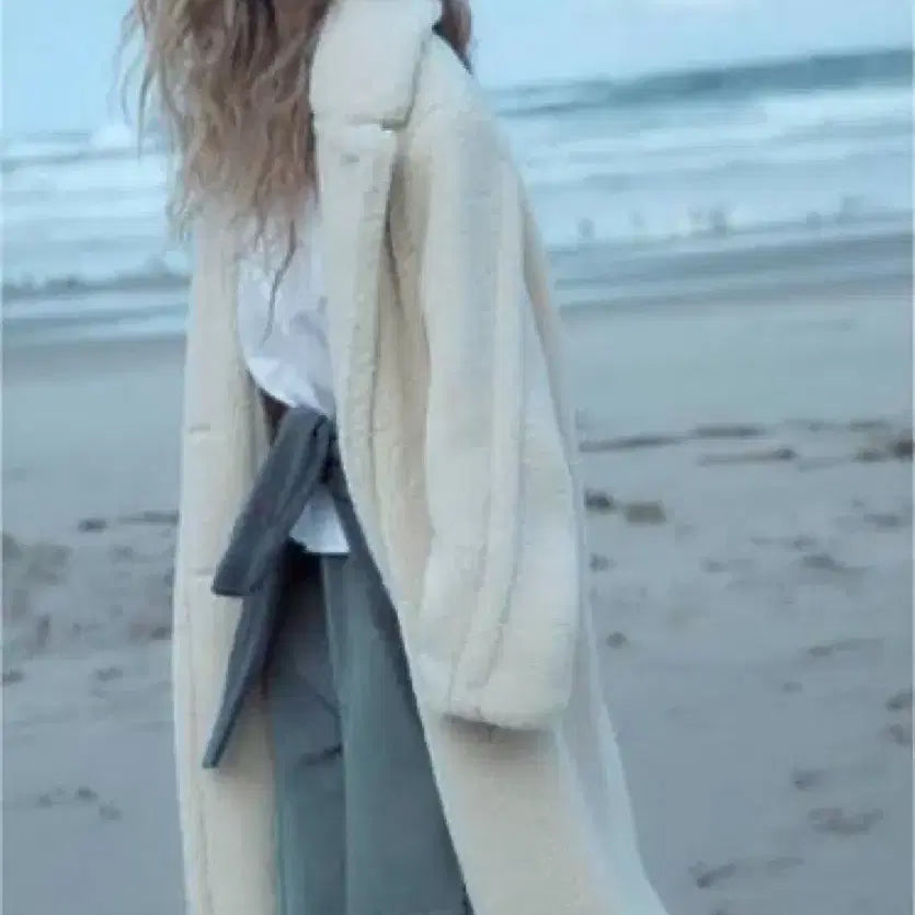 [BUNJANG] L(KR 77) Zara Shearling Long Coat Teddy Bear Coat / L(KR 77) 자라 양털 시어링 롱 코트 테디베어 코트