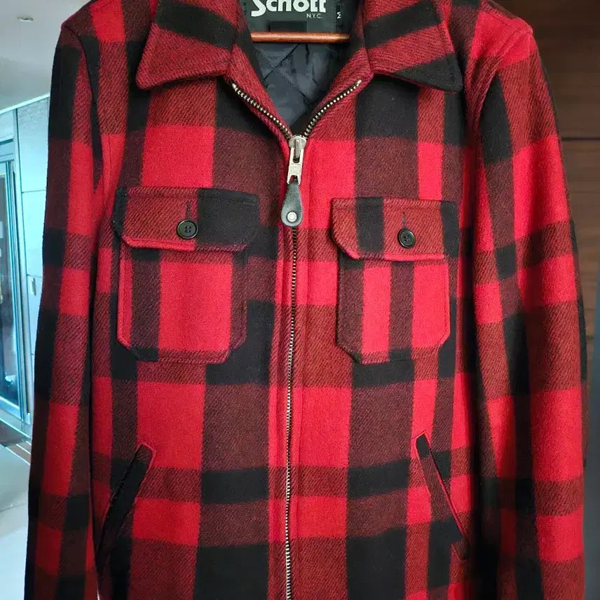 [BUNJANG] Schott Check Coat / Schott 쇼트 체크 코트