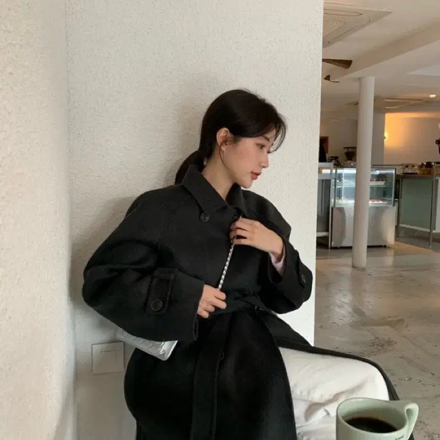 [BUNJANG] RIIZE Marve Cashmere Coat / 릴리코츠 리에뜨 마벨 캐시미어 코트 롱코트 차콜