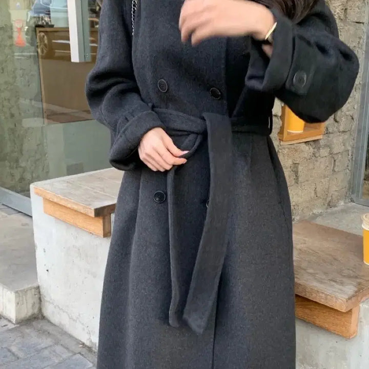 [BUNJANG] RIIZE Marve Cashmere Coat / 릴리코츠 리에뜨 마벨 캐시미어 코트 롱코트 차콜