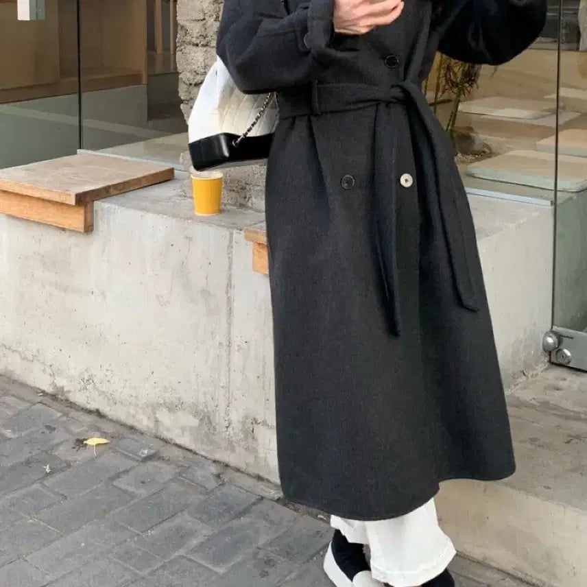 [BUNJANG] RIIZE Marve Cashmere Coat / 릴리코츠 리에뜨 마벨 캐시미어 코트 롱코트 차콜