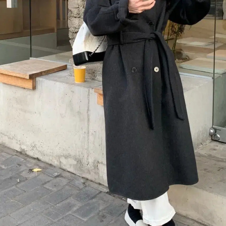 [BUNJANG] RIIZE Marve Cashmere Coat / 릴리코츠 리에뜨 마벨 캐시미어 코트 롱코트 차콜