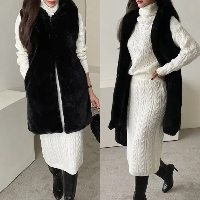 [SOLD OUT] 택포)ab.plus /천연모피(라쿤)후드 베스트