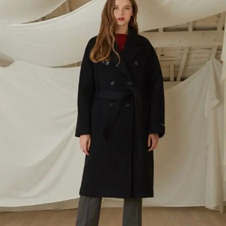 [BUNJANG] Lookast Black Trench Wool Coat / 룩캐스트 lookast 블랙 트렌치 울코트