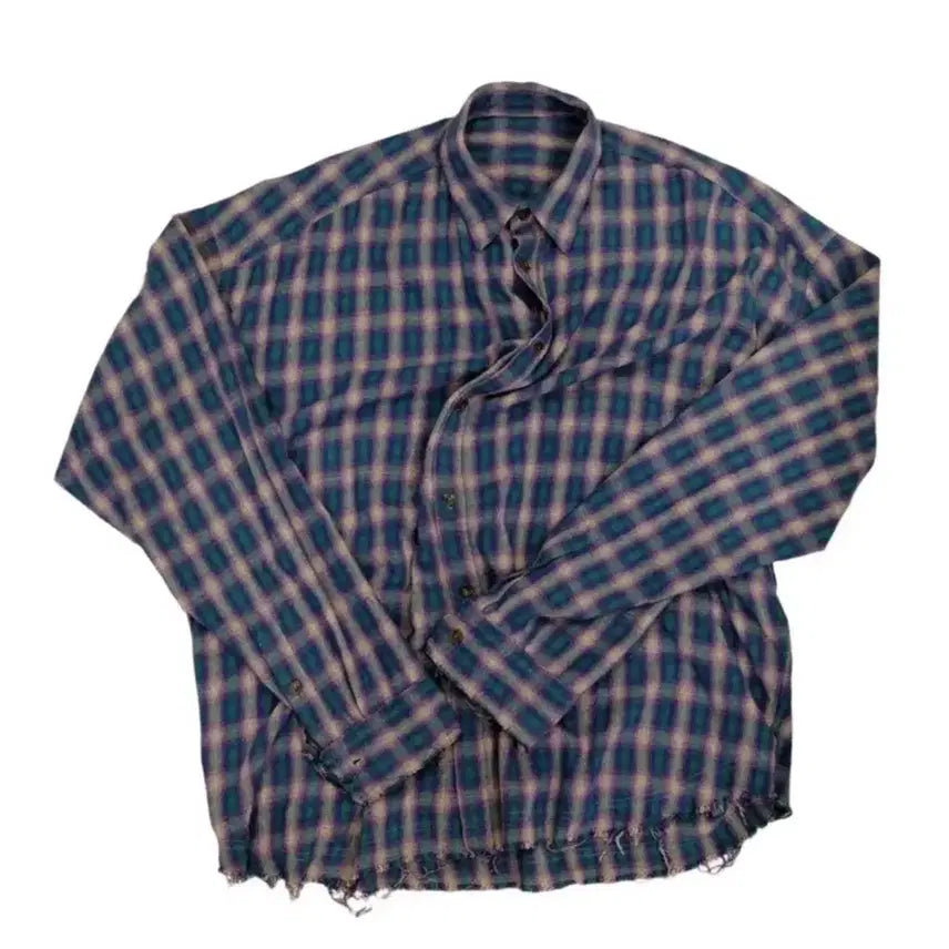 [BUNJANG] Nonode Flexible String Check Shirt / 2/논노드 플렉서블 스트링 체크 셔츠 퍼플 그런지