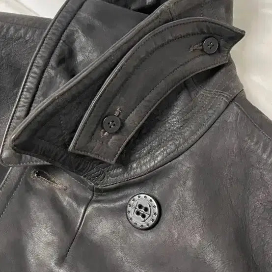 [BUNJANG] RRL Buffalo Leather Pea Coat Jacket / 더블알엘 버팔로 레더 피코트