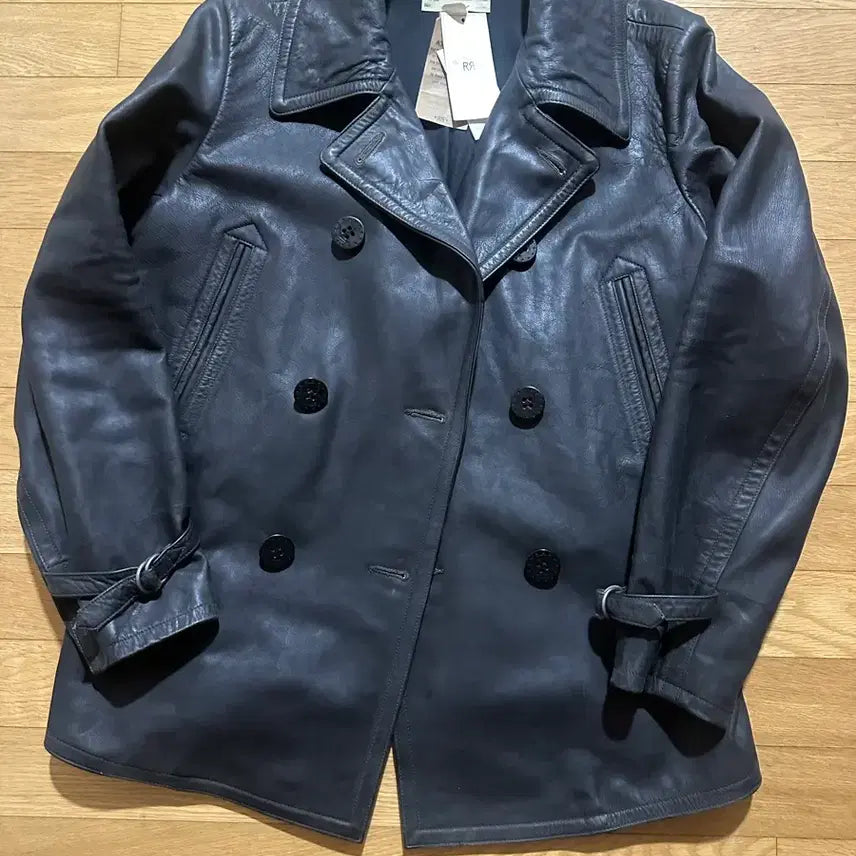 [BUNJANG] RRL Buffalo Leather Pea Coat Jacket / 더블알엘 버팔로 레더 피코트