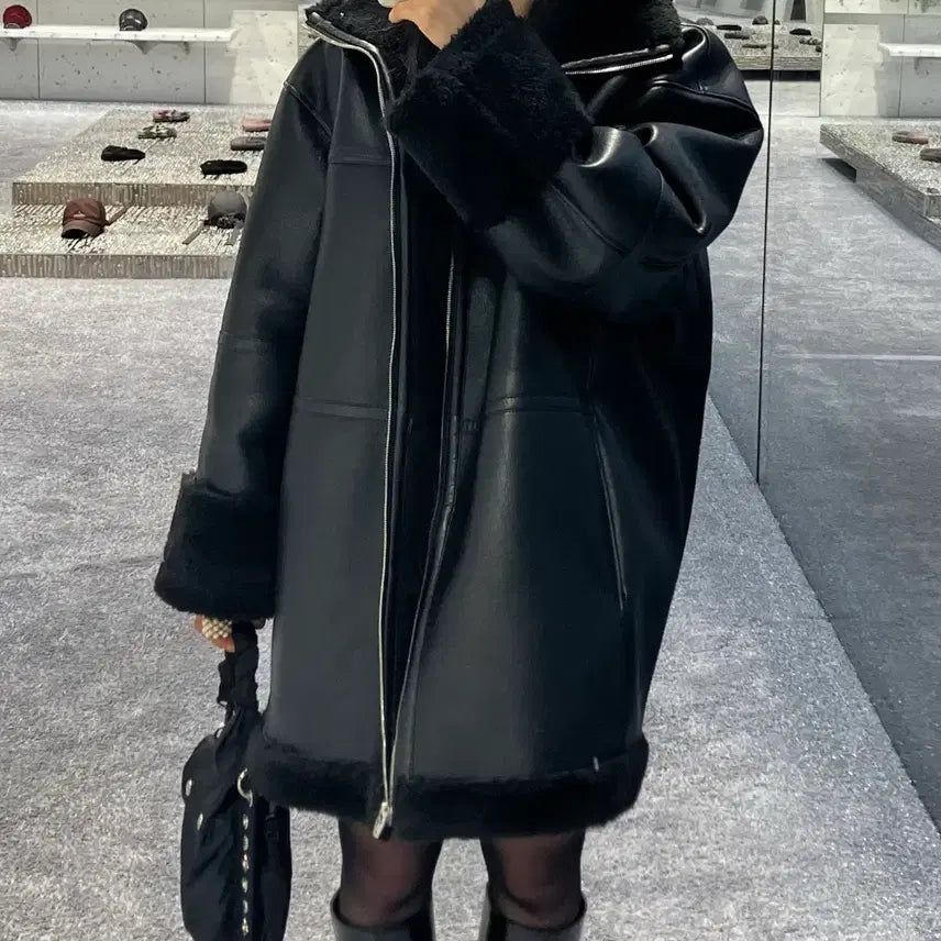 [BUNJANG] Magjay Half Faux Fur Jacket / 매그제이 하프 무스탕 퍼 재킷 (가격제안주세요)