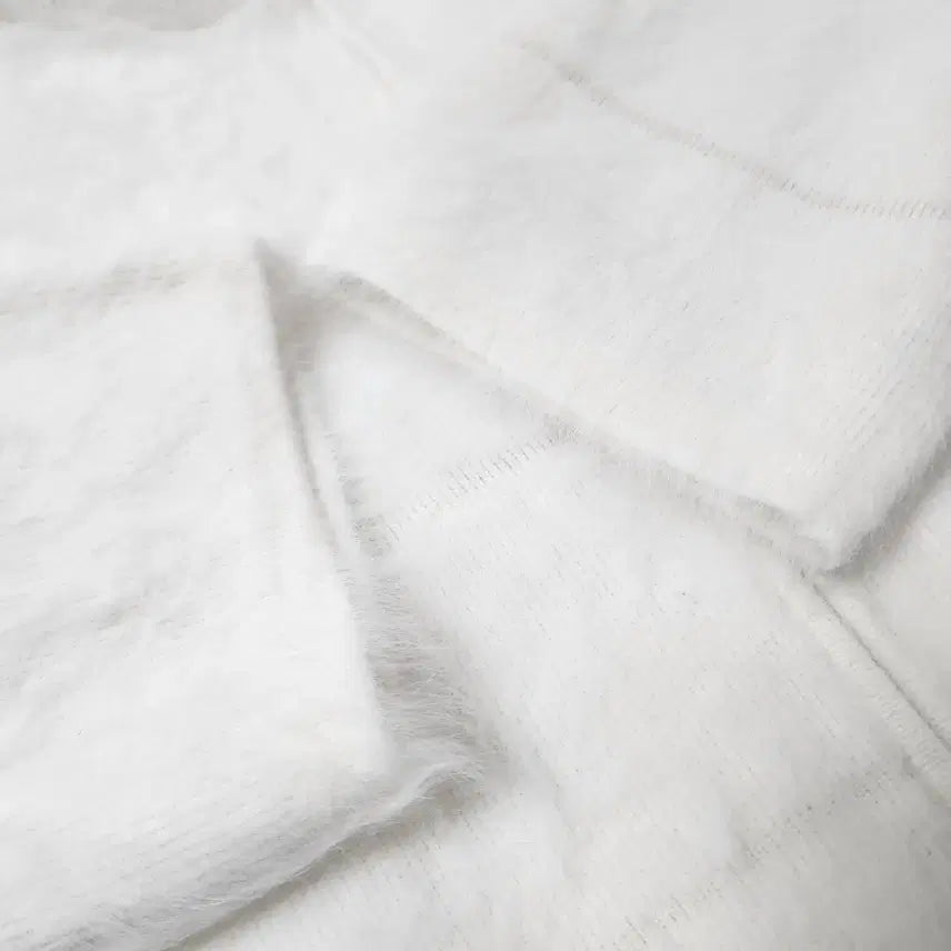 [BUNJANG] Cashmere Knit Cardigan 115 / 화이트 앙고라 캐시미어 니트 집업 가디건 115