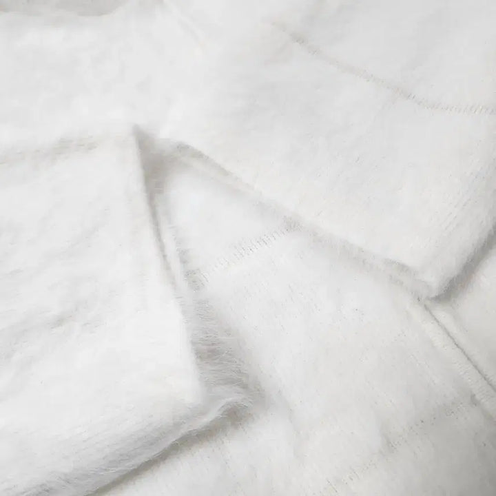 [BUNJANG] Cashmere Knit Cardigan 115 / 화이트 앙고라 캐시미어 니트 집업 가디건 115