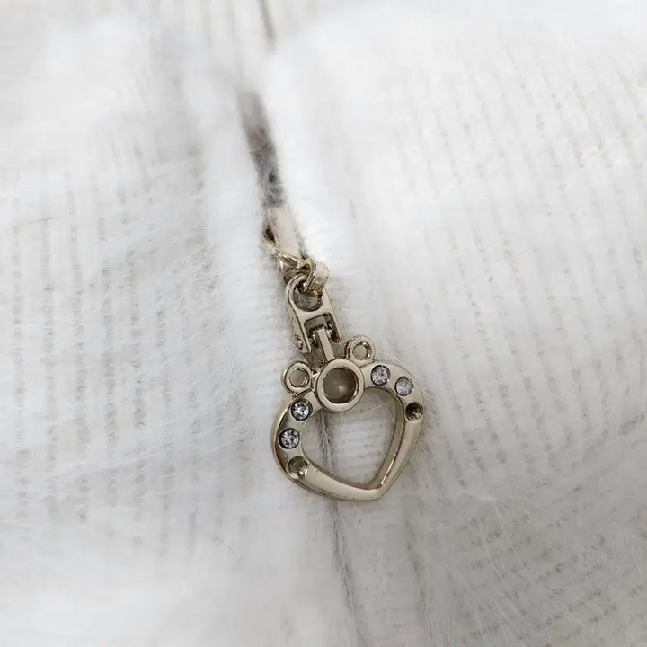 [BUNJANG] Cashmere Knit Cardigan 115 / 화이트 앙고라 캐시미어 니트 집업 가디건 115