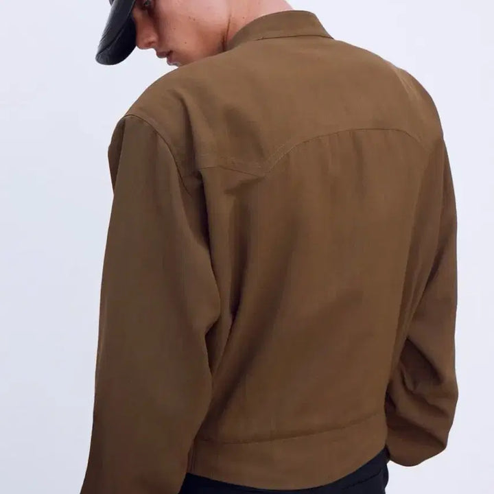 [BUNJANG] M Recto Viscose Bowling Jacket Khaki Brown / [M] 렉토 카소토 비스코스 보울링 점퍼 자켓 카키 브라운