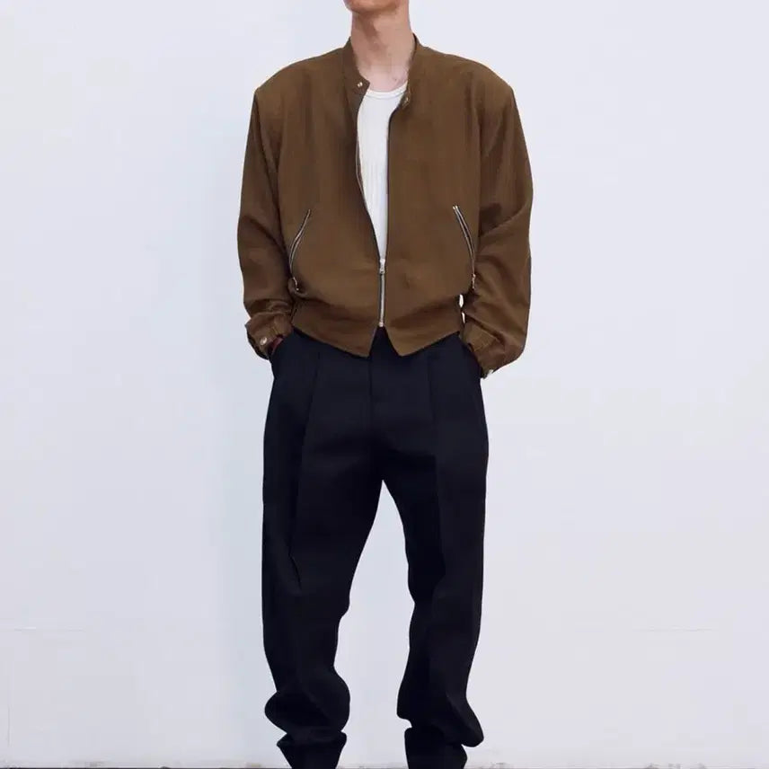 [BUNJANG] M Recto Viscose Bowling Jacket Khaki Brown / [M] 렉토 카소토 비스코스 보울링 점퍼 자켓 카키 브라운