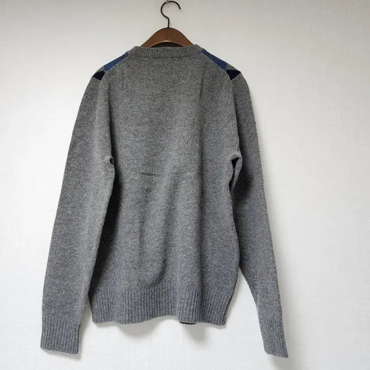 [BUNJANG] Giordano Argyle Check Pattern Knit Sweater Gray L / 지오다노 아가일 체크 패턴 니트 스웨터 그레이 L