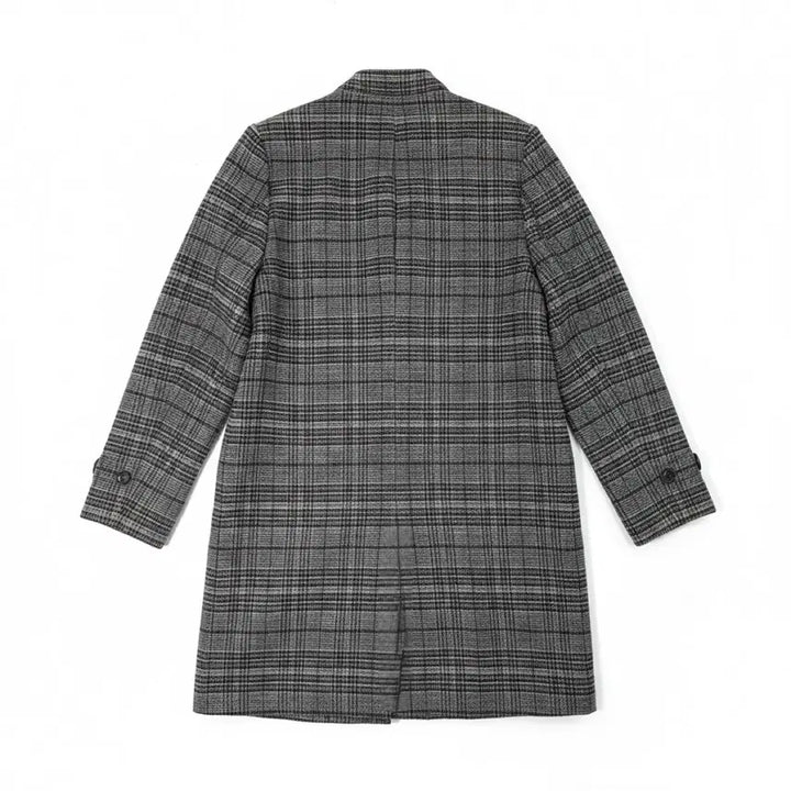 [BUNJANG] Valencia Check Long Coat Gray / [55/55~66] 발렌시아 체크 롱 코트 그레이