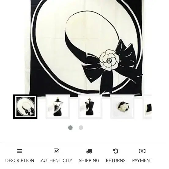[SOLD OUT] 샤넬 까멜리아 블랙 화이트 실크스카프