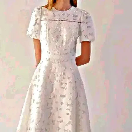 [BUNJANG] Lace Midi Dress / 셀프 웨딩 하객룩 레이스 드레스 홀복 체크 자카드 정장 원피스 데이트룩