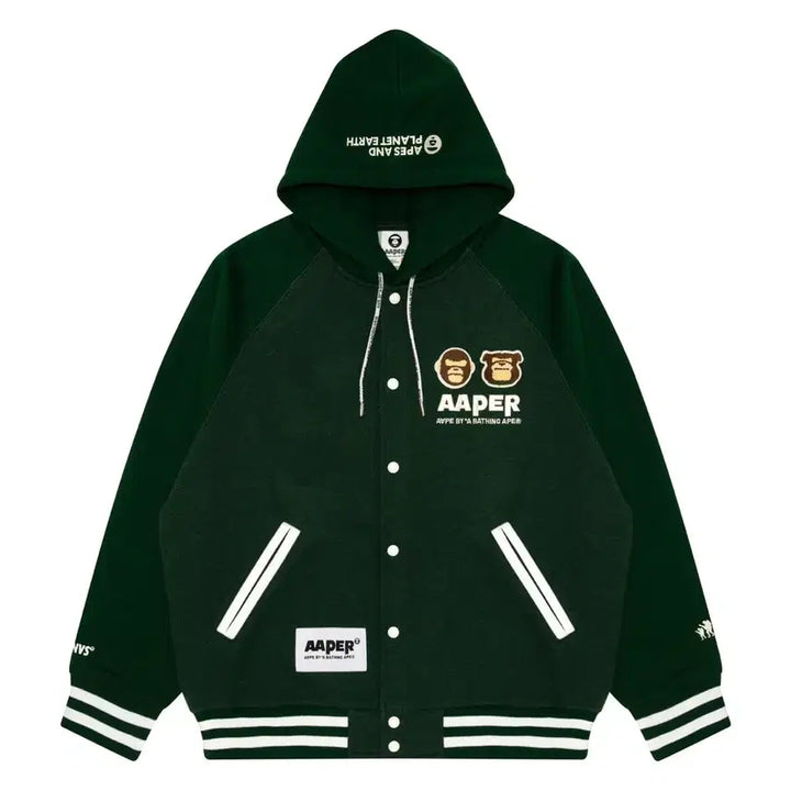 [BUNJANG] Ape Baseball Hood Jacket Green (S) / 에이프 베이스볼 후드 자켓 그린 (S)