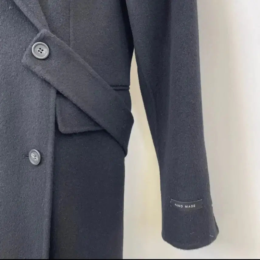 [BUNJANG] ELF Handmade Black Wool Double Long Coat / elf 엘프 핸드메이드 블랙 울 더블 롱코트