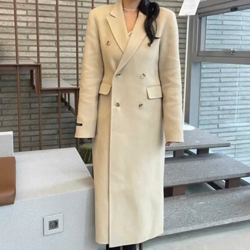 [BUNJANG] ELF Handmade Black Wool Double Long Coat / elf 엘프 핸드메이드 블랙 울 더블 롱코트