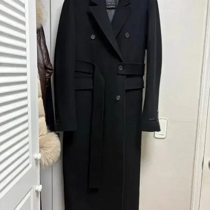 [BUNJANG] ELF Handmade Black Wool Double Long Coat / elf 엘프 핸드메이드 블랙 울 더블 롱코트