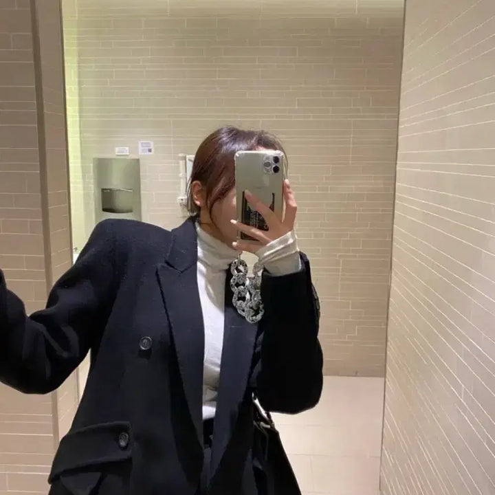 [BUNJANG] ELF Handmade Black Wool Double Long Coat / elf 엘프 핸드메이드 블랙 울 더블 롱코트