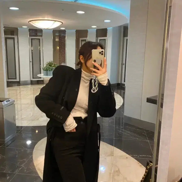 [BUNJANG] ELF Handmade Black Wool Double Long Coat / elf 엘프 핸드메이드 블랙 울 더블 롱코트