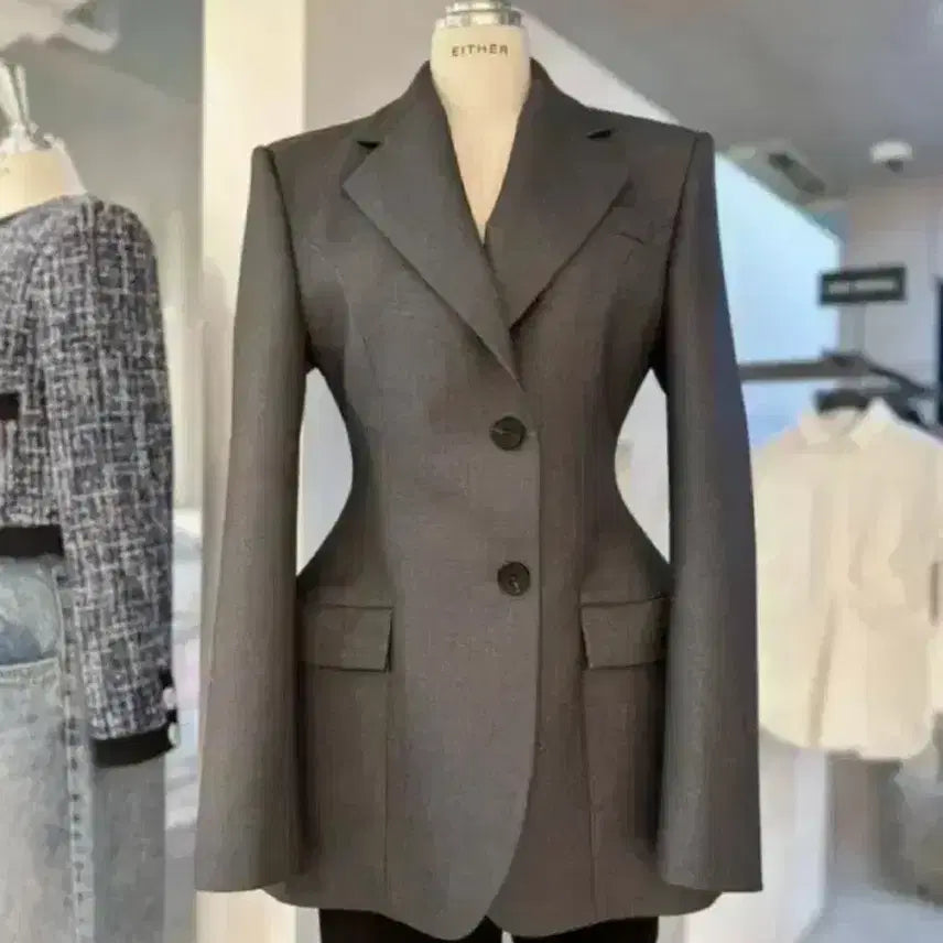 [BUNJANG] Luxury Ether Wool Silk Hourglass Jacket (Size M) / 럭셜 이더 울실크 아워글래스자켓 사이즈m