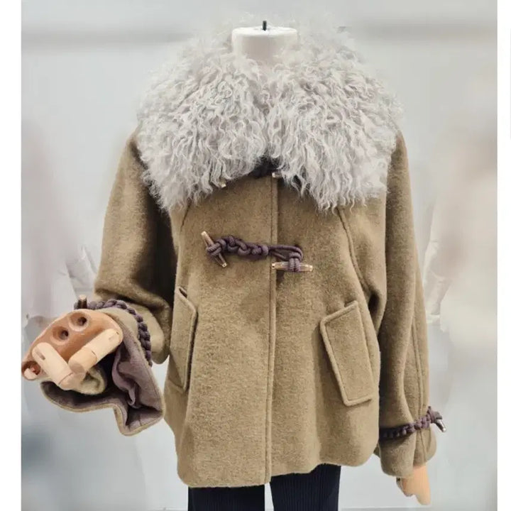 [BUNJANG] Egoist Real Fur Collar Toggle Short Coat / 에고이스트 리얼 퍼카라 토글 장식 숏 코트