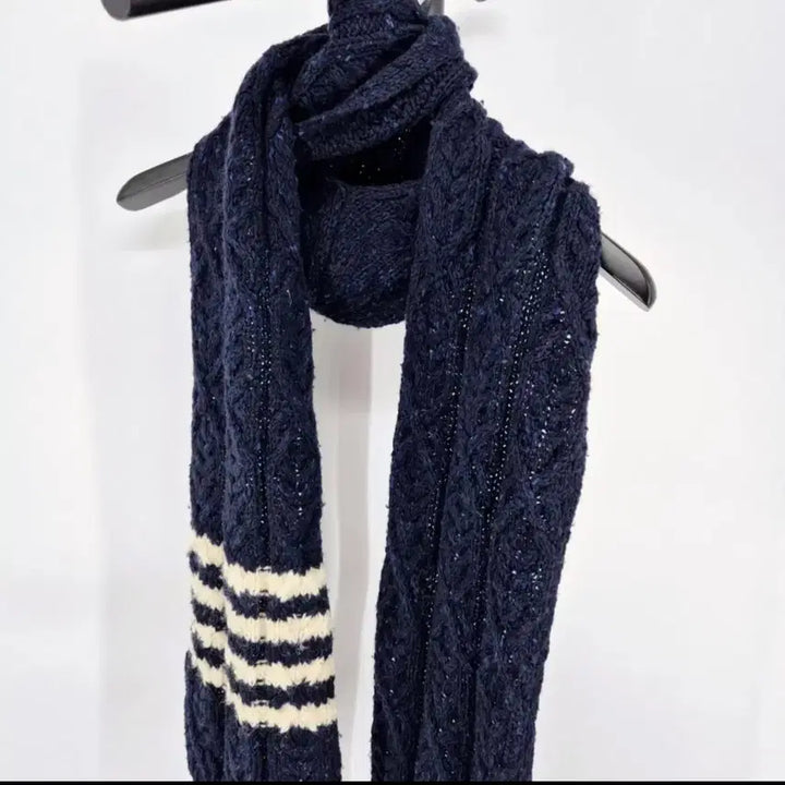 [BUNJANG] Thom Browne Navy Hoodie Scarf / [감정완료] 톰브라운 사선완장 후디 머플러 목도리 네이비