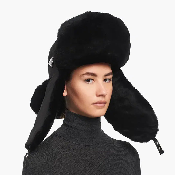 [BUNJANG] Prada Gabardine Shearling Trooper Hat L / 프라다 개버딘 시어링 트루퍼햇 모자 L