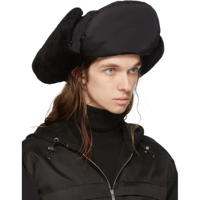 [BUNJANG] Prada Gabardine Shearling Trooper Hat L / 프라다 개버딘 시어링 트루퍼햇 모자 L