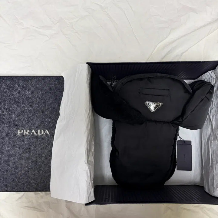 [BUNJANG] Prada Gabardine Shearling Trooper Hat L / 프라다 개버딘 시어링 트루퍼햇 모자 L