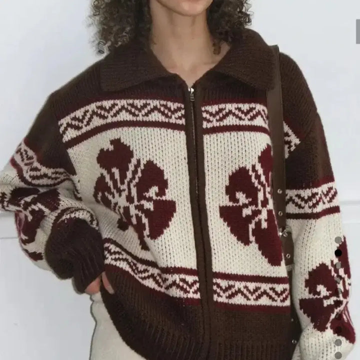 [BUNJANG] Rock Cake Cowichan Knit Cardigan Brown / 락케이크 코위찬 니트 가디건 브라운