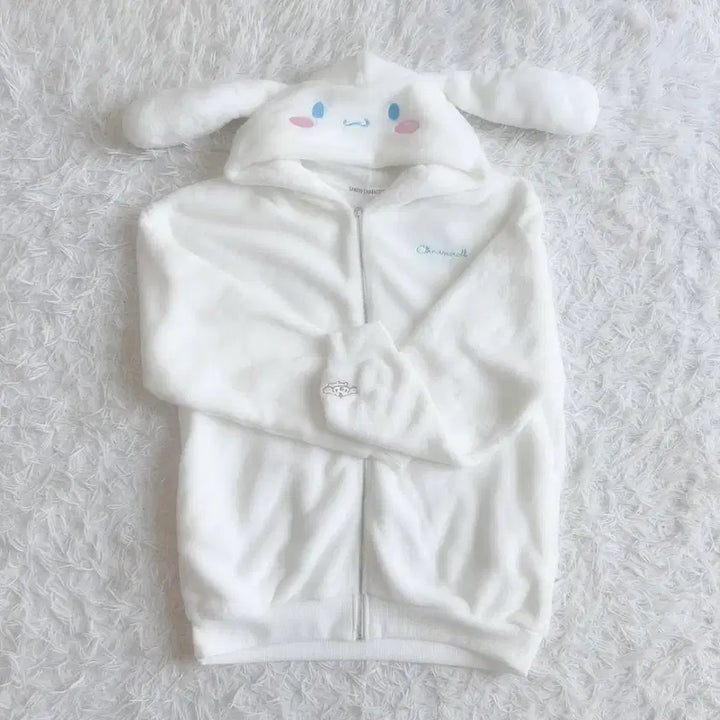 [BUNJANG] Cinnamoroll Vintage Hooded Zip-Up Pajamas / 시나모롤 일본 후드집업 빈티지 뽀용 폭닥 룸웨어 홈웨어 파자마