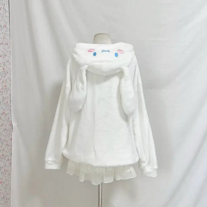 [BUNJANG] Cinnamoroll Vintage Hooded Zip-Up Pajamas / 시나모롤 일본 후드집업 빈티지 뽀용 폭닥 룸웨어 홈웨어 파자마