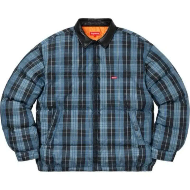 [BUNJANG] Supreme FW19 Check Quilted Down Jacket Blue / 슈프림 FW19 체크 퀼팅 다운 자켓 블루