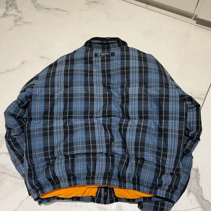 [BUNJANG] Supreme FW19 Check Quilted Down Jacket Blue / 슈프림 FW19 체크 퀼팅 다운 자켓 블루