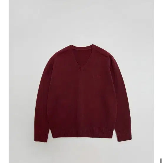 [BUNJANG] Hane Solid Core V-Neck Knit (Wine) / 하네 솔리드 코어 V넥 니트 (Wine)