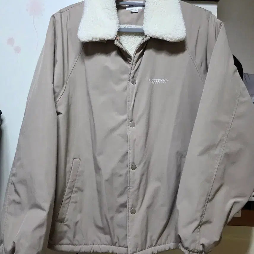 [BUNJANG] Covernat Beige Fleece Collar Coach Jacket / 커버낫 뽀글이 카라 코치 자켓 베이지