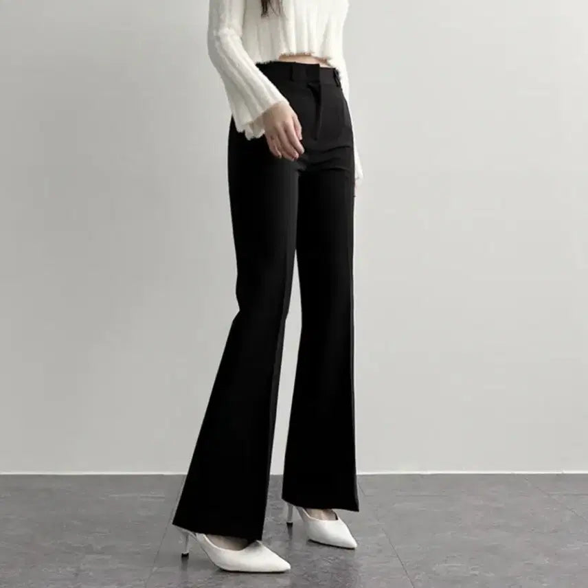 [BUNJANG] Black Bootcut Slacks S - Bottom Slit / 블랙 부츠컷 슬랙스 여성 바지 밑단 트임 슬렉스