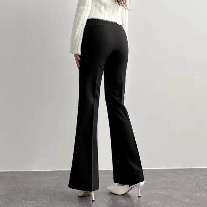 [BUNJANG] Black Bootcut Slacks S - Bottom Slit / 블랙 부츠컷 슬랙스 여성 바지 밑단 트임 슬렉스